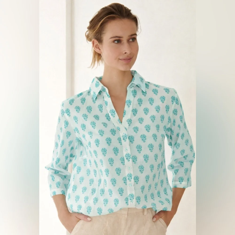Aspiga‎ Teal Floral Shirt - Picture 2 of 7